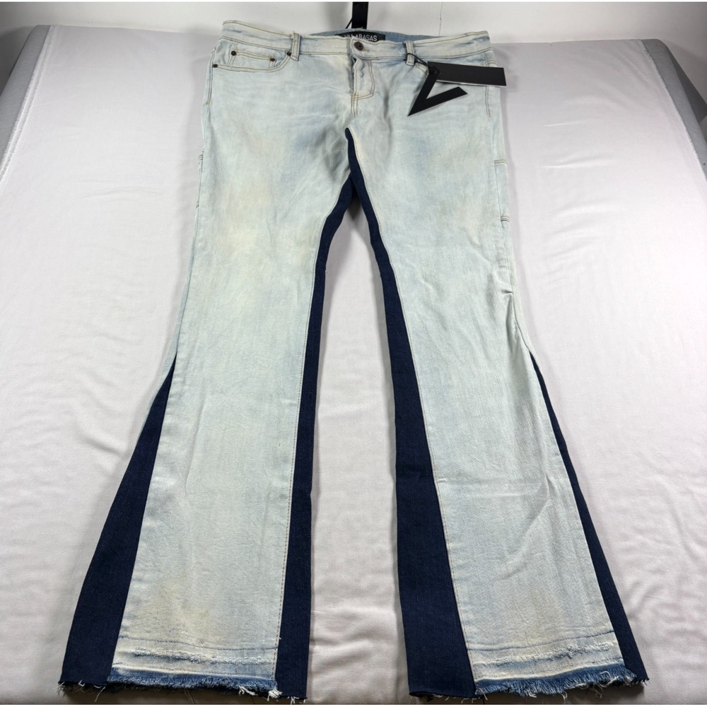Valabasas Jeans Mens 38x36 Blue Flared Denim Grunge Streetwear Button Fly NEW